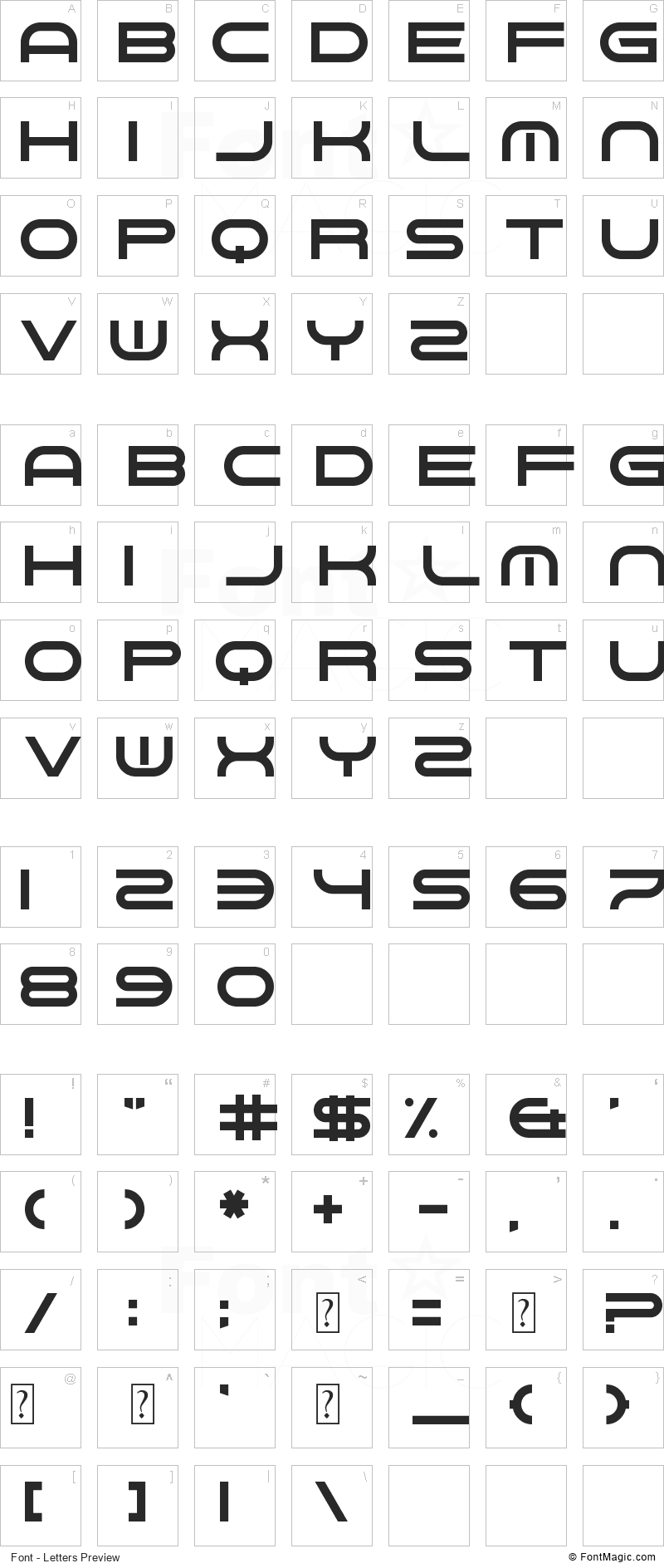 Gnaw Hard Font - All Latters Preview Chart